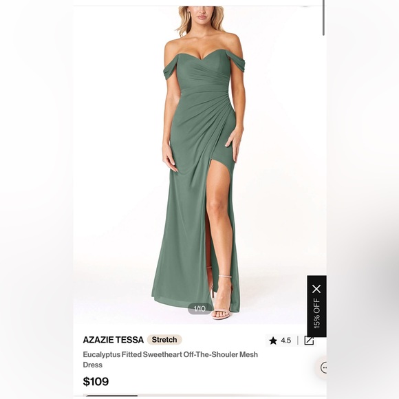 Azazie Bridesmaid Dress - Spa Color (Size 12) - Picture 5 of 7